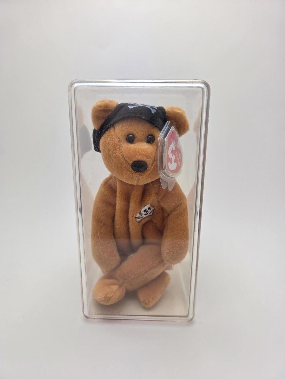 Ty Beanie Baby “Roger” the Pirate Bear with Display Case (Not Sealed) (8 inch)